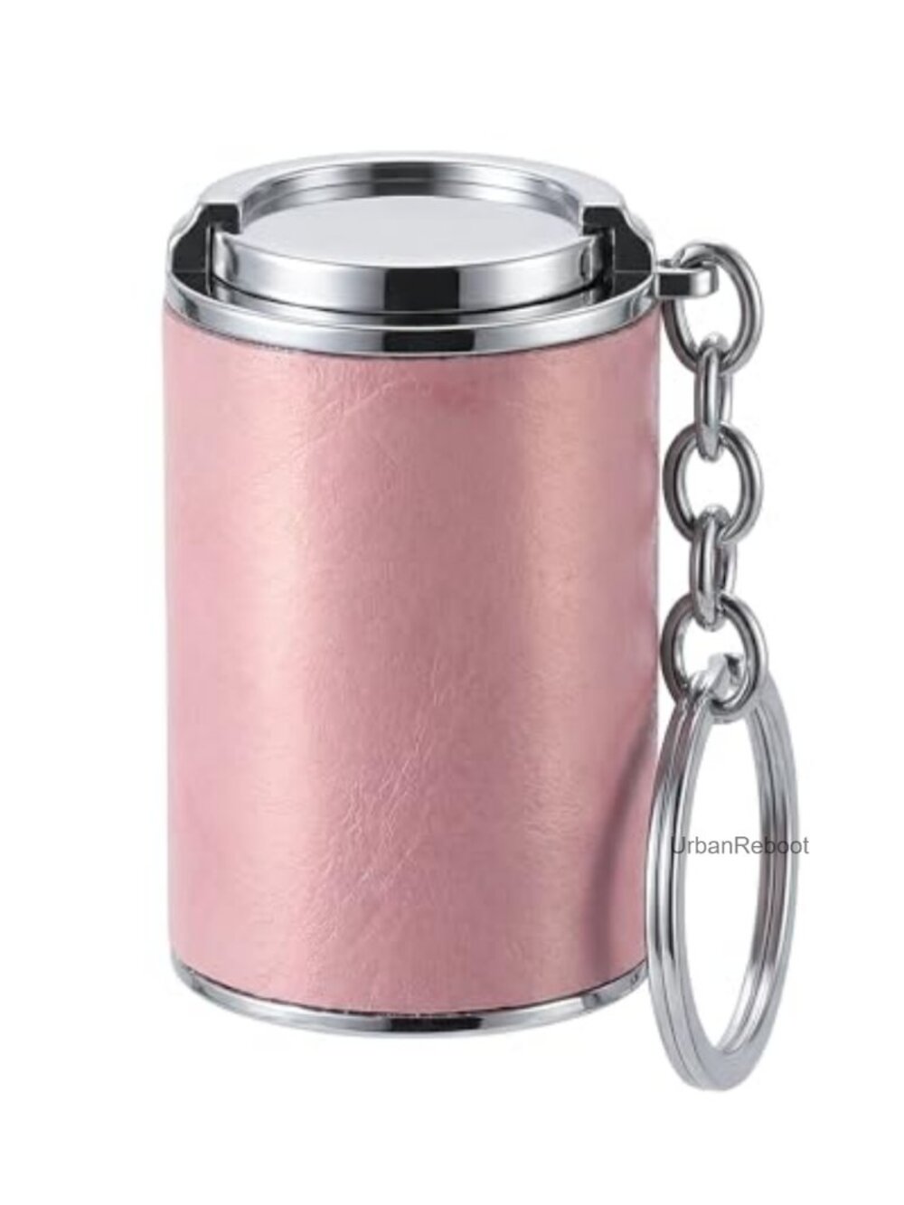 Mini Coin Holder Keychain PU Leather Zinc Alloy One-Touch Storage Keyring
